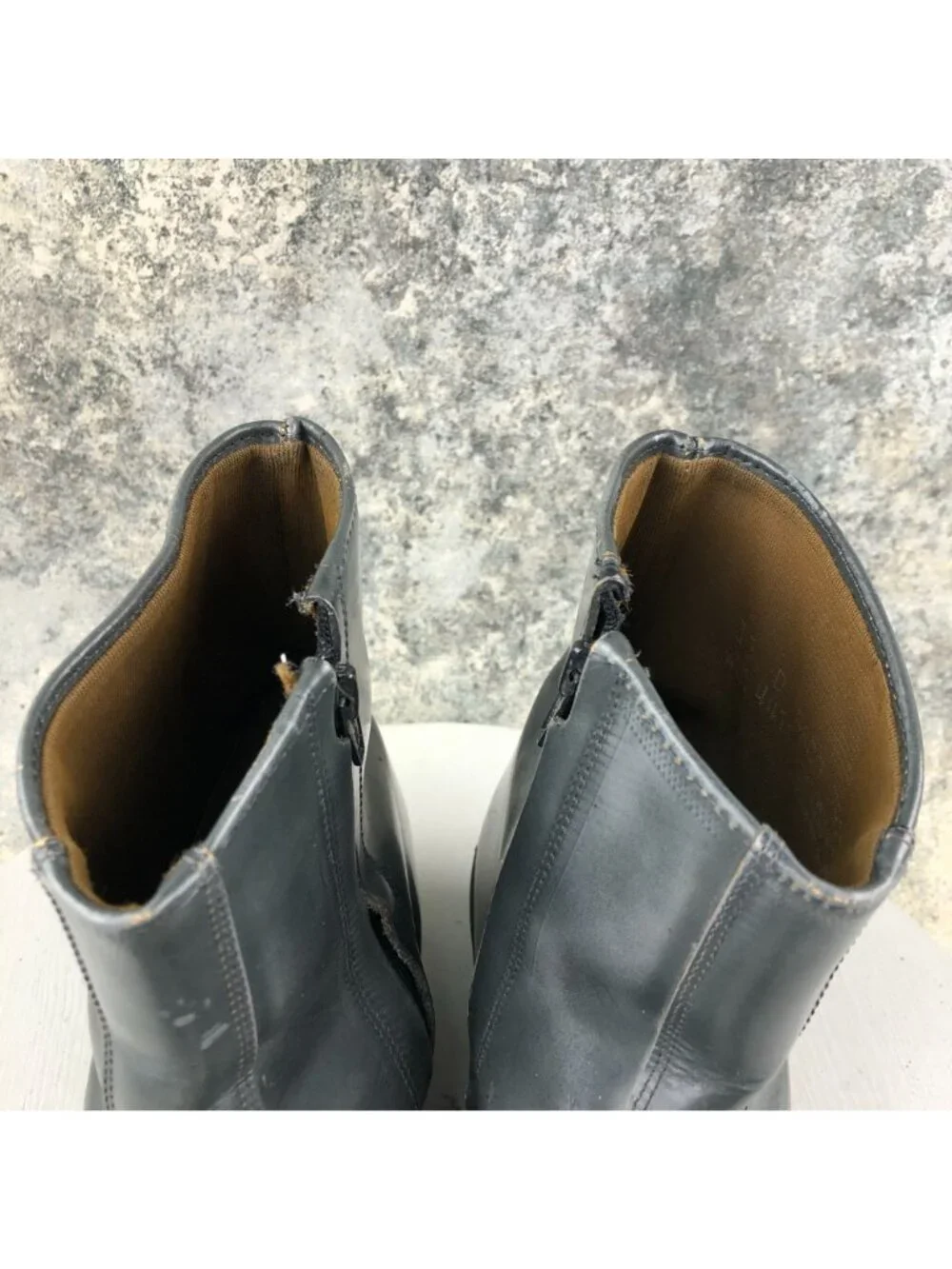 Acme VTG Mens Size 11D Dark Grey Gold Metal Toe Caps Side Zip Cowboy Ankle Boots